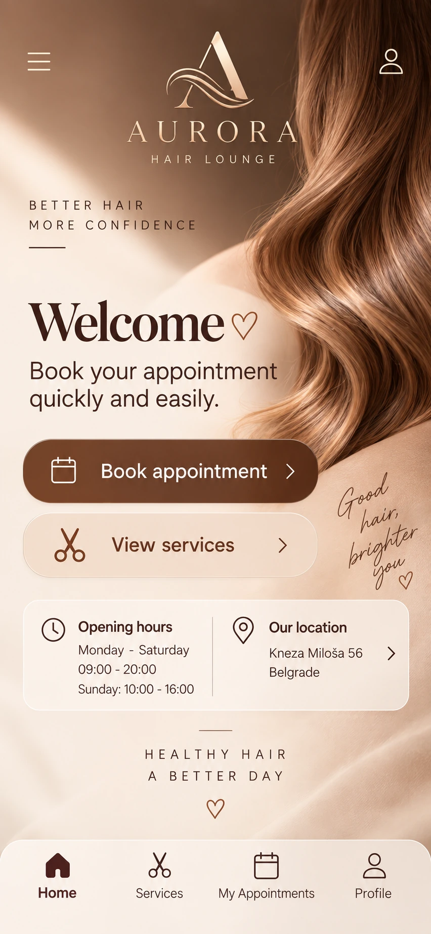 Hair salon booking app
