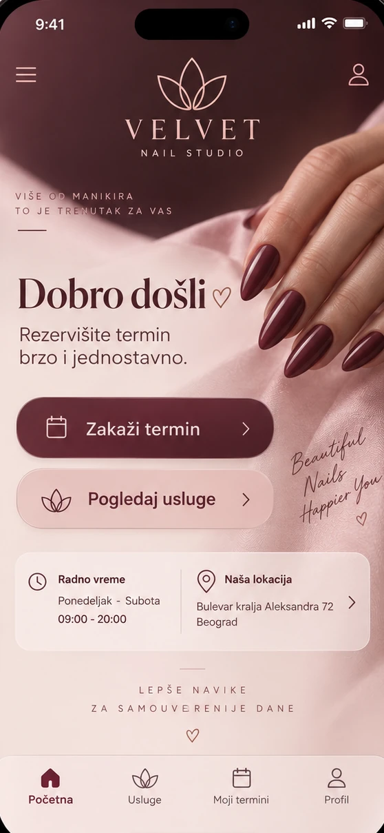 Personalizovan Booking System za nail studio