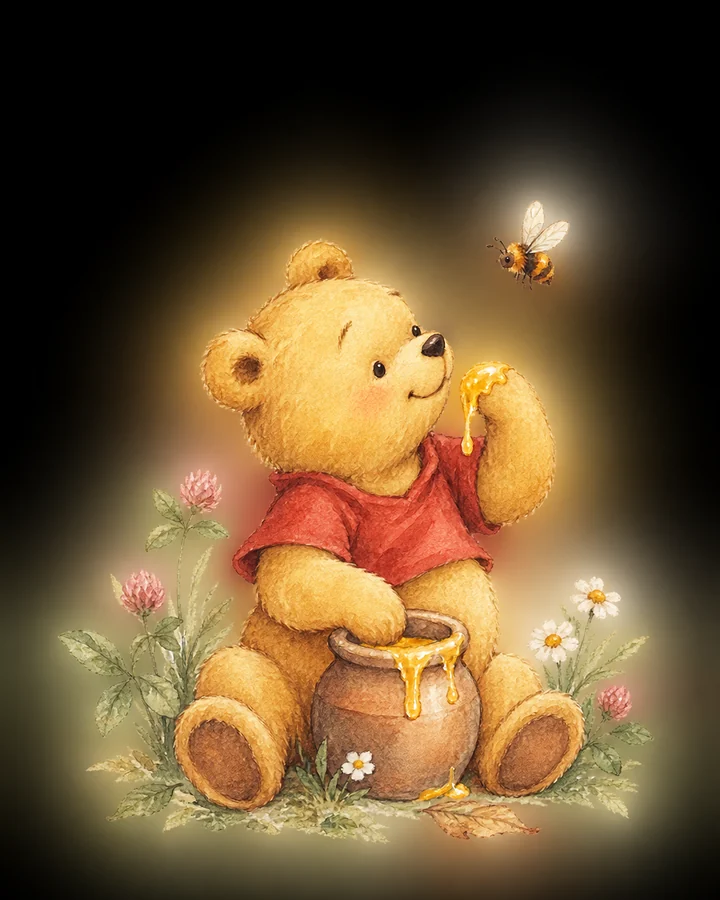 Winnie Pooh storybook first birthday invitation